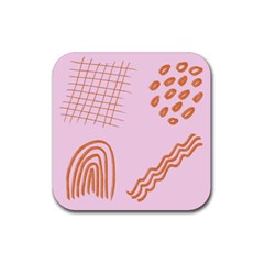 Elements Scribbles Wiggly Lines Retro Vintage Rubber Coaster (square) by Cemarart