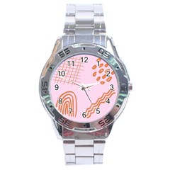 Elements Scribbles Wiggly Lines Retro Vintage Stainless Steel Analogue Watch