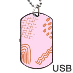 Elements Scribbles Wiggly Lines Retro Vintage Dog Tag Usb Flash (one Side) by Cemarart