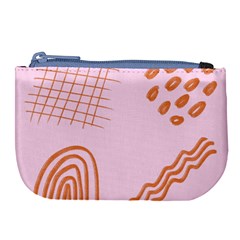 Elements Scribbles Wiggly Lines Retro Vintage Large Coin Purse by Cemarart