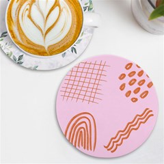 Elements Scribbles Wiggly Lines Retro Vintage Uv Print Round Tile Coaster by Cemarart