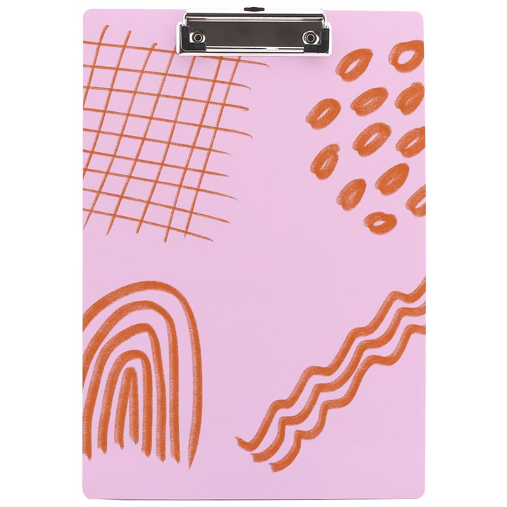 Elements Scribbles Wiggly Lines Retro Vintage A4 Acrylic Clipboard