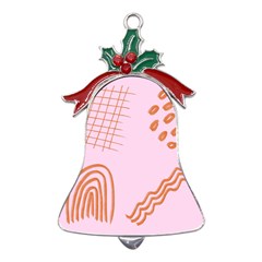 Elements Scribbles Wiggly Lines Retro Vintage Metal Holly Leaf Bell Ornament