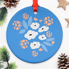 Doodle Flowers Leaves Plant Design Ornament (round) by Cemarart