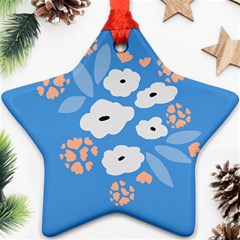 Doodle Flowers Leaves Plant Design Ornament (star) by Cemarart