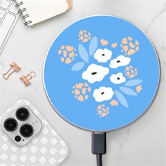 Doodle Flowers Leaves Plant Design Wireless Fast Charger(white) by Cemarart