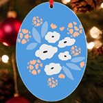 Doodle Flowers Leaves Plant Design UV Print Acrylic Ornament Oval Front