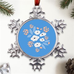 Doodle Flowers Leaves Plant Design Metal Large Snowflake Ornament by Cemarart