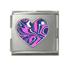 Texture Multicolour Grunge Mega Link Heart Italian Charm (18mm) by Cemarart