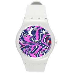 Texture Multicolour Grunge Round Plastic Sport Watch (m) by Cemarart