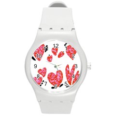 Elements Scribbles Brush Doodles Round Plastic Sport Watch (m) by Cemarart