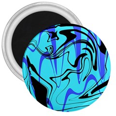 Mint Background Swirl Blue Black 3  Magnets by Cemarart