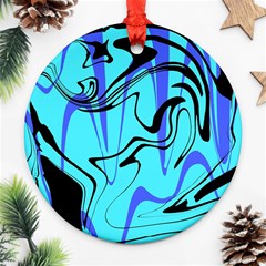 Mint Background Swirl Blue Black Ornament (round) by Cemarart