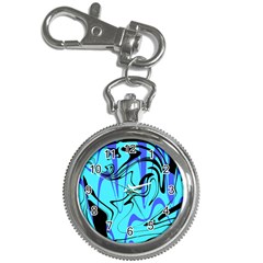 Mint Background Swirl Blue Black Key Chain Watches by Cemarart