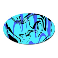 Mint Background Swirl Blue Black Oval Magnet by Cemarart