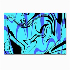 Mint Background Swirl Blue Black Postcard 4 x 6  (pkg Of 10) by Cemarart