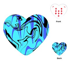 Mint Background Swirl Blue Black Playing Cards Single Design (heart)