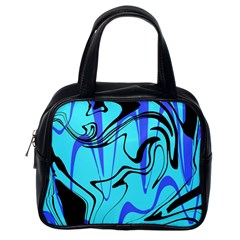 Mint Background Swirl Blue Black Classic Handbag (one Side) by Cemarart