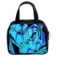 Mint Background Swirl Blue Black Classic Handbag (two Sides) by Cemarart