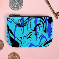 Mint Background Swirl Blue Black Mini Coin Purse by Cemarart