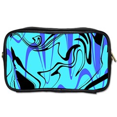 Mint Background Swirl Blue Black Toiletries Bag (one Side) by Cemarart