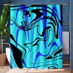 Mint Background Swirl Blue Black Shower Curtain 60  X 72  (medium)  by Cemarart