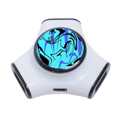 Mint Background Swirl Blue Black 3-port Usb Hub by Cemarart