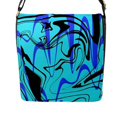 Mint Background Swirl Blue Black Flap Closure Messenger Bag (l) by Cemarart