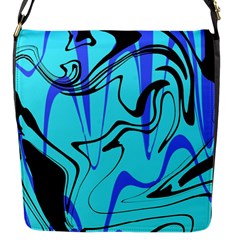 Mint Background Swirl Blue Black Flap Closure Messenger Bag (s) by Cemarart