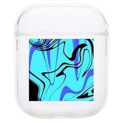 Mint Background Swirl Blue Black Soft Tpu Airpods 1/2 Case by Cemarart