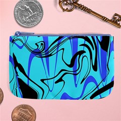 Mint Background Swirl Blue Black Large Coin Purse by Cemarart