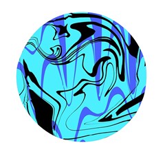 Mint Background Swirl Blue Black Mini Round Pill Box (pack Of 5) by Cemarart