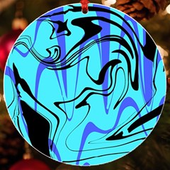 Mint Background Swirl Blue Black Uv Print Acrylic Ornament Round