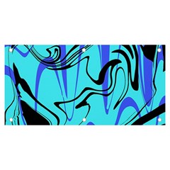 Mint Background Swirl Blue Black Banner And Sign 6  X 3  by Cemarart