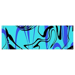 Mint Background Swirl Blue Black Banner And Sign 12  X 4  by Cemarart