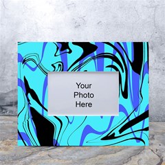 Mint Background Swirl Blue Black White Tabletop Photo Frame 4 x6  by Cemarart