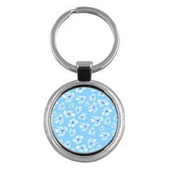 Flowers Pattern Print Floral Cute Key Chain (round) by Cemarart