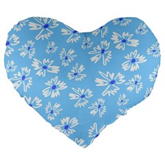 Flowers Pattern Print Floral Cute Large 19  Premium Heart Shape Cushions by Cemarart