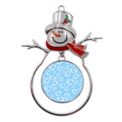 Flowers Pattern Print Floral Cute Metal Snowman Ornament