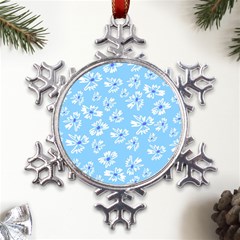 Flowers Pattern Print Floral Cute Metal Large Snowflake Ornament by Cemarart