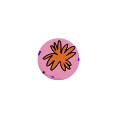 Doodle Flower Sparkles Orange Pink 1  Mini Magnets by Cemarart