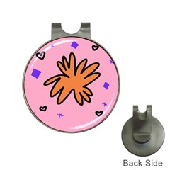 Doodle Flower Sparkles Orange Pink Hat Clips With Golf Markers by Cemarart