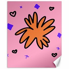 Doodle Flower Sparkles Orange Pink Canvas 16  X 20  by Cemarart