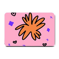 Doodle Flower Sparkles Orange Pink Small Doormat by Cemarart