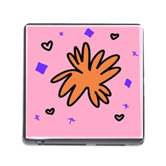 Doodle Flower Sparkles Orange Pink Memory Card Reader (square 5 Slot) by Cemarart