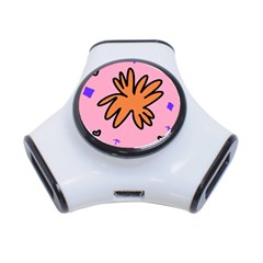 Doodle Flower Sparkles Orange Pink 3-port Usb Hub by Cemarart