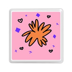 Doodle Flower Sparkles Orange Pink Memory Card Reader (square) by Cemarart