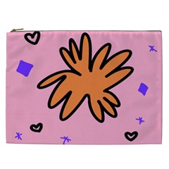 Doodle Flower Sparkles Orange Pink Cosmetic Bag (xxl) by Cemarart