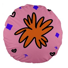 Doodle Flower Sparkles Orange Pink Large 18  Premium Round Cushions by Cemarart