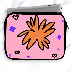 Doodle Flower Sparkles Orange Pink Apple Ipad 2/3/4 Zipper Cases by Cemarart